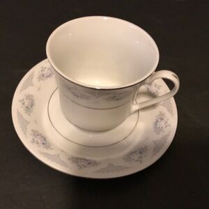 Fine China Silverie Blue Gray Floral Cup And Saucer replacement